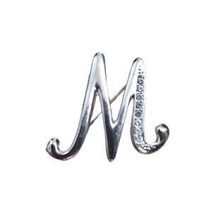 Vintage Silver Tone and Clear Rhinestones Letter